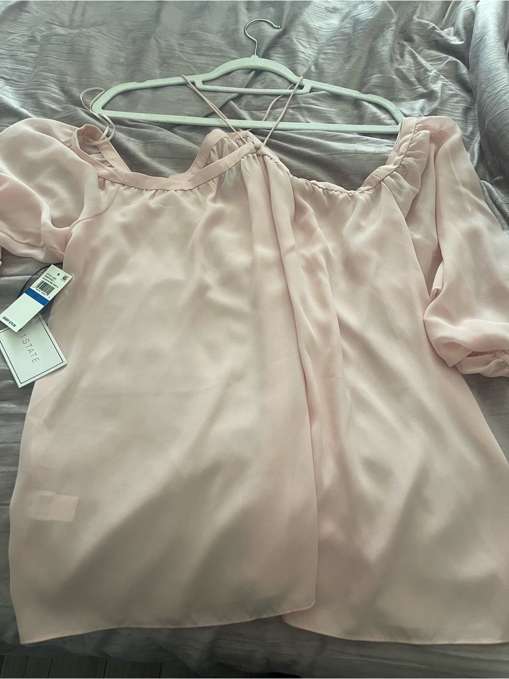 STATE Blush Off-Shoulder Puff Sleeve Blouse